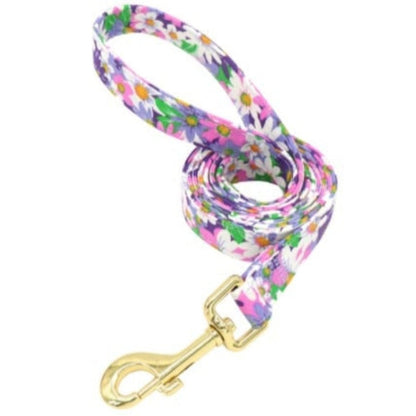 Purple Daisy Flower Dog Collar & Leash Set – Personalized Engraved Floral Collar with Removable Flower for Small, Medium & Large Dogs | Posh Dog Life