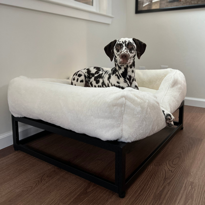 FÜZI Elevated Dog Bed – Luxury Bolster Top & Chew-Proof Metal Platform