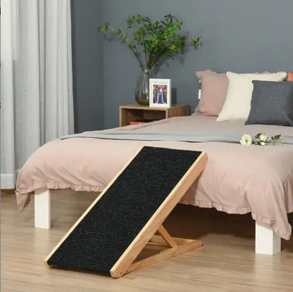 Elevated Pet Ramp | Height-Adjustable & Foldable Wooden Ramp for Dogs, Cats & Small Pets