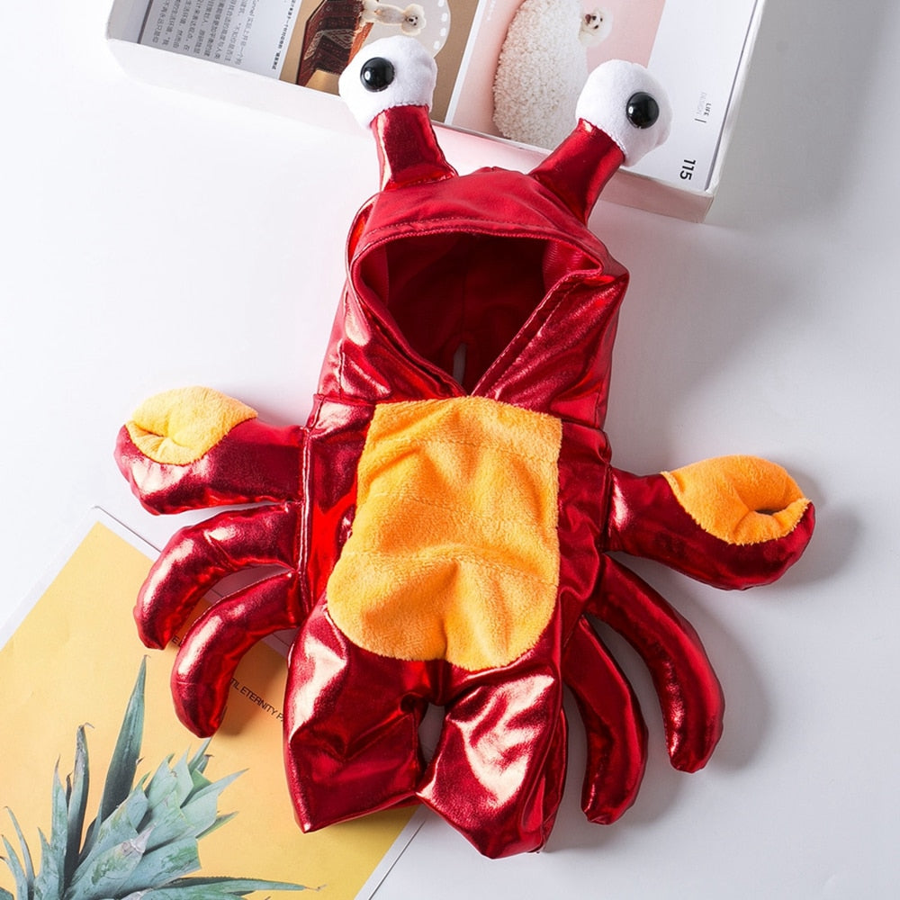 Halloween Red Crab Dog Costume – Adorable Cotton-Blend Pet Outfit with Velcro Neck Strap for Easy Wear, Perfect for Small-to-Medium Dogs (S–XL)