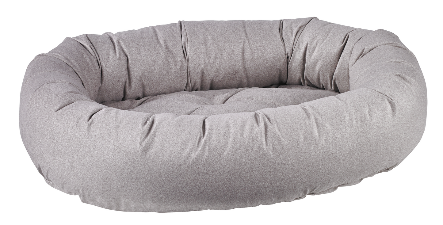 Donut Dog Bed – Sandstone Beige Upholstery-Grade Fabric with Removable Washable Cover & Tufted Cushion, High-Memory Fiber Fill