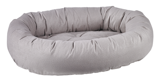 Donut Dog Bed – Sandstone Beige Upholstery-Grade Fabric with Removable Washable Cover & Tufted Cushion, High-Memory Fiber Fill