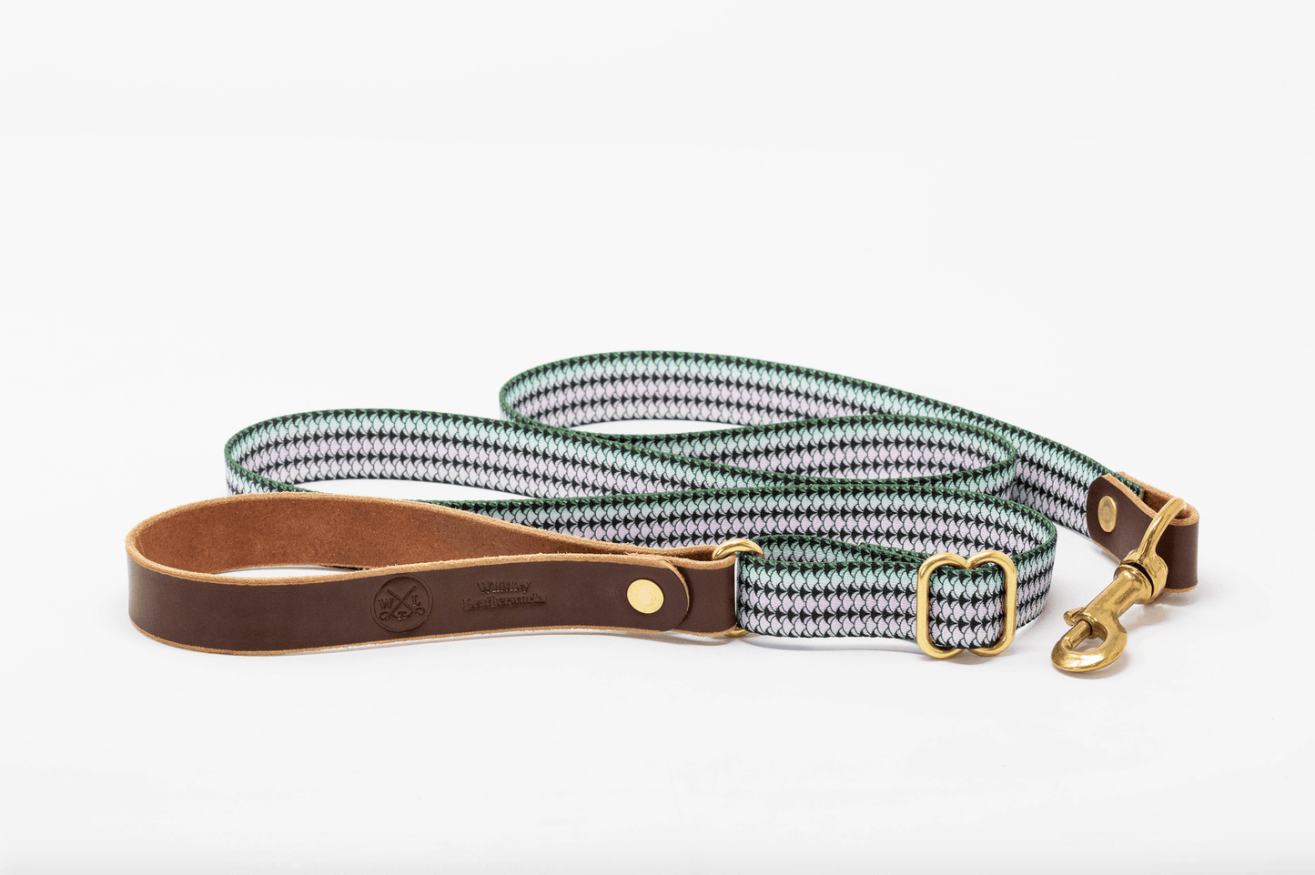 Adjustable Dog Leash – Heavy-Duty Leather & Brass Outdoor Leash (Fish & Upland Prints)