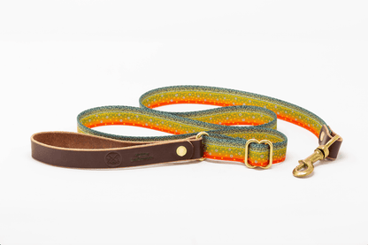 Freshwater Pattern Leather & Webbing Dog Leash