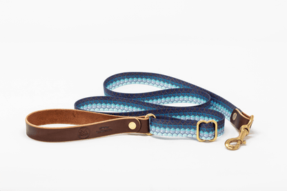 Adjustable Dog Leash – Heavy-Duty Leather & Brass Outdoor Leash (Fish & Upland Prints)