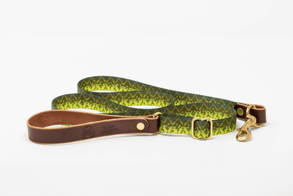 Freshwater Pattern Leather & Webbing Dog Leash