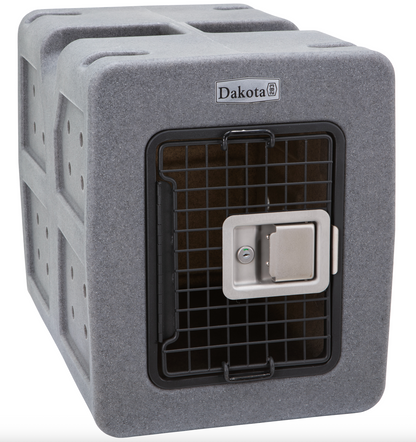Dakota 283 G3 Dog Kennel with Dakota Guard – Small Dark Granite, Framed Door with Keyed Latch, Ventilated & Stackable Crate, 23" x 16" x 18.75"