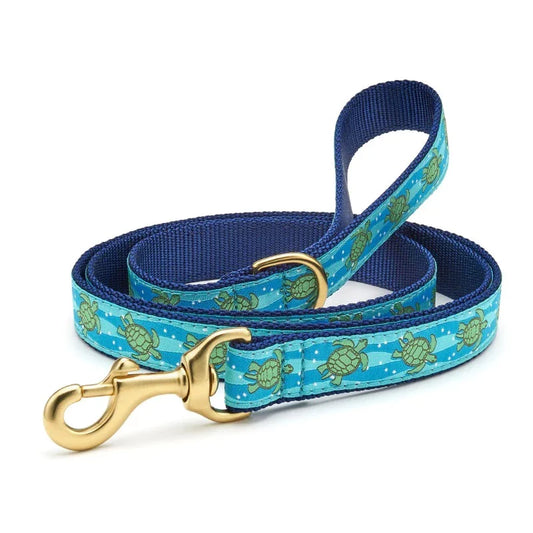 Up Country Sea Turtle Dog Harness & Leash Matching Set – Made in USA Adjustable Step-In Harness with Brass Hardware (S–L)