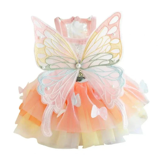 Enchanting Butterfly Dog Dress – Pastel Tulle Fairy Outfit with Wings for Small & Medium Dogs (XS–XL)