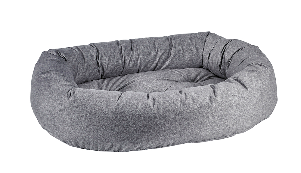 Donut Dog Bed – Shadow Charcoal Gray Upholstery-Grade Fabric with Removable Washable Cover & Tufted Cushion, High-Memory Fiber Fill
