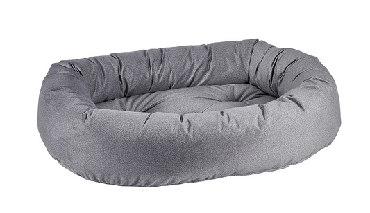 Donut Dog Bed – Shadow Charcoal Gray Upholstery-Grade Fabric with Removable Washable Cover & Tufted Cushion, High-Memory Fiber Fill