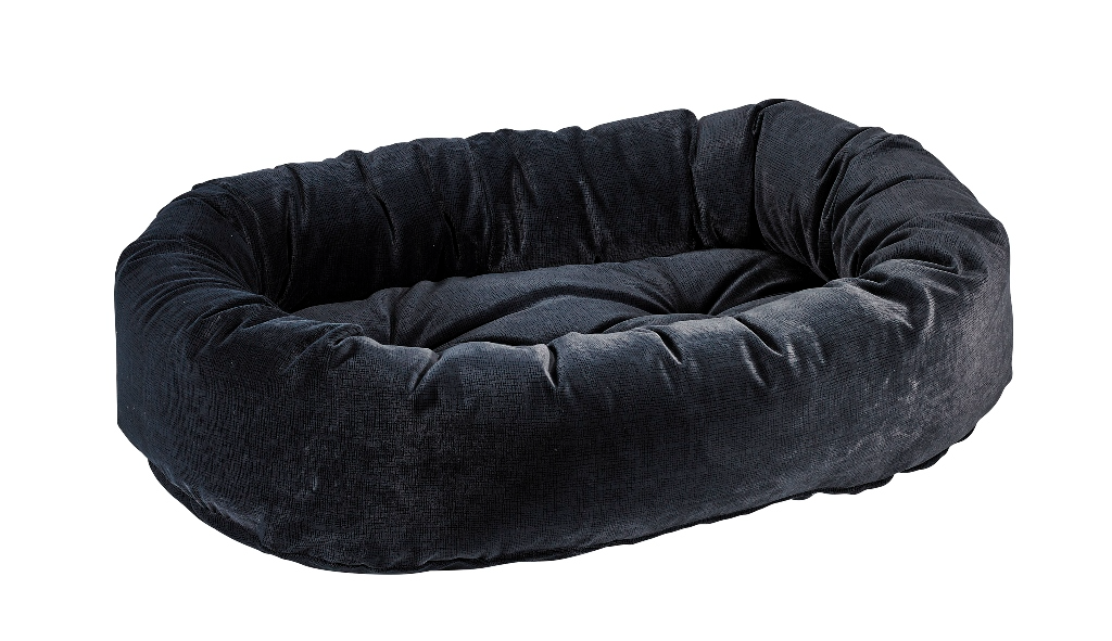 Donut Dog Bed – Shale Gray Upholstery-Grade Fabric with Removable Washable Cover & Tufted Cushion, High-Memory Fiber Fill