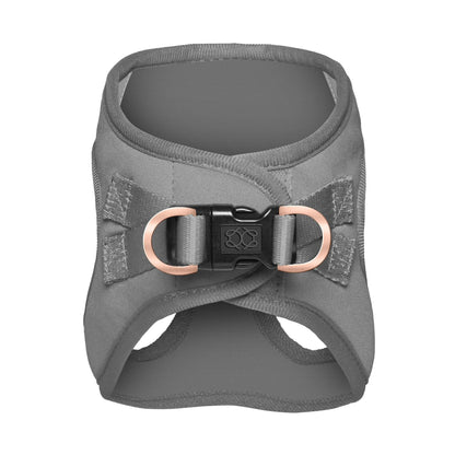 Dogistry SoHo No-Pull Step-In Dog Harness – Steel Gray with Front D-Ring, Adjustable Velcro & Buckle Closures, Escape-Resistant Luxury Design