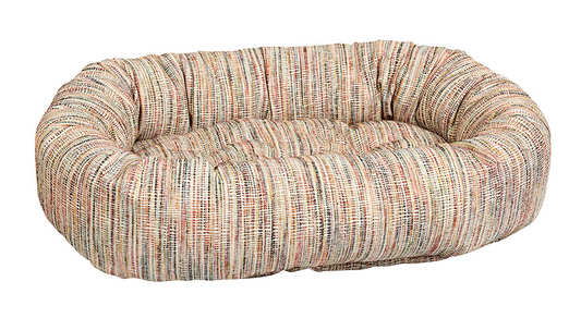 Donut Dog Bed – Sorrento Blue Upholstery-Grade Fabric with Removable Washable Cover & Tufted Cushion, High-Memory Fiber Fill