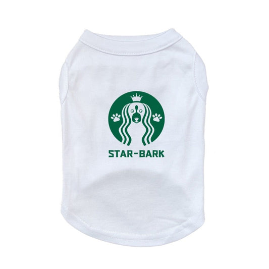 Star-Bark Coffee Dog T-Shirt – Funny Starbucks-Inspired Tee for Small, Medium & Large Dogs (XS–3XL)