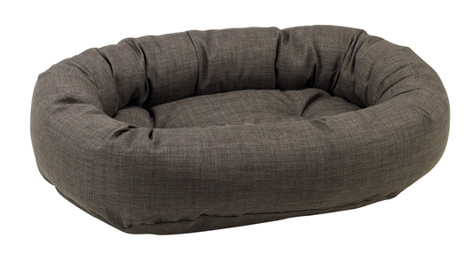 Donut Dog Bed – Storm Gray Upholstery-Grade Fabric with Removable Washable Cover & Tufted Cushion, High-Memory Fiber Fill