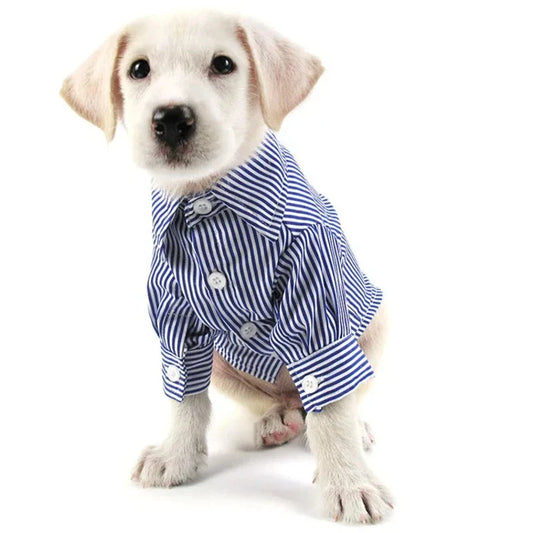Stripe Long-Sleeve Button-Down Dog Dress Shirt – Classic Striped Formal Shirt for Small & Medium Dogs (XS–2XL)