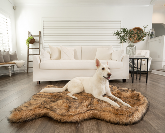 PupRug™ Faux Fur Orthopedic Dog Bed - Curve Sable Tan