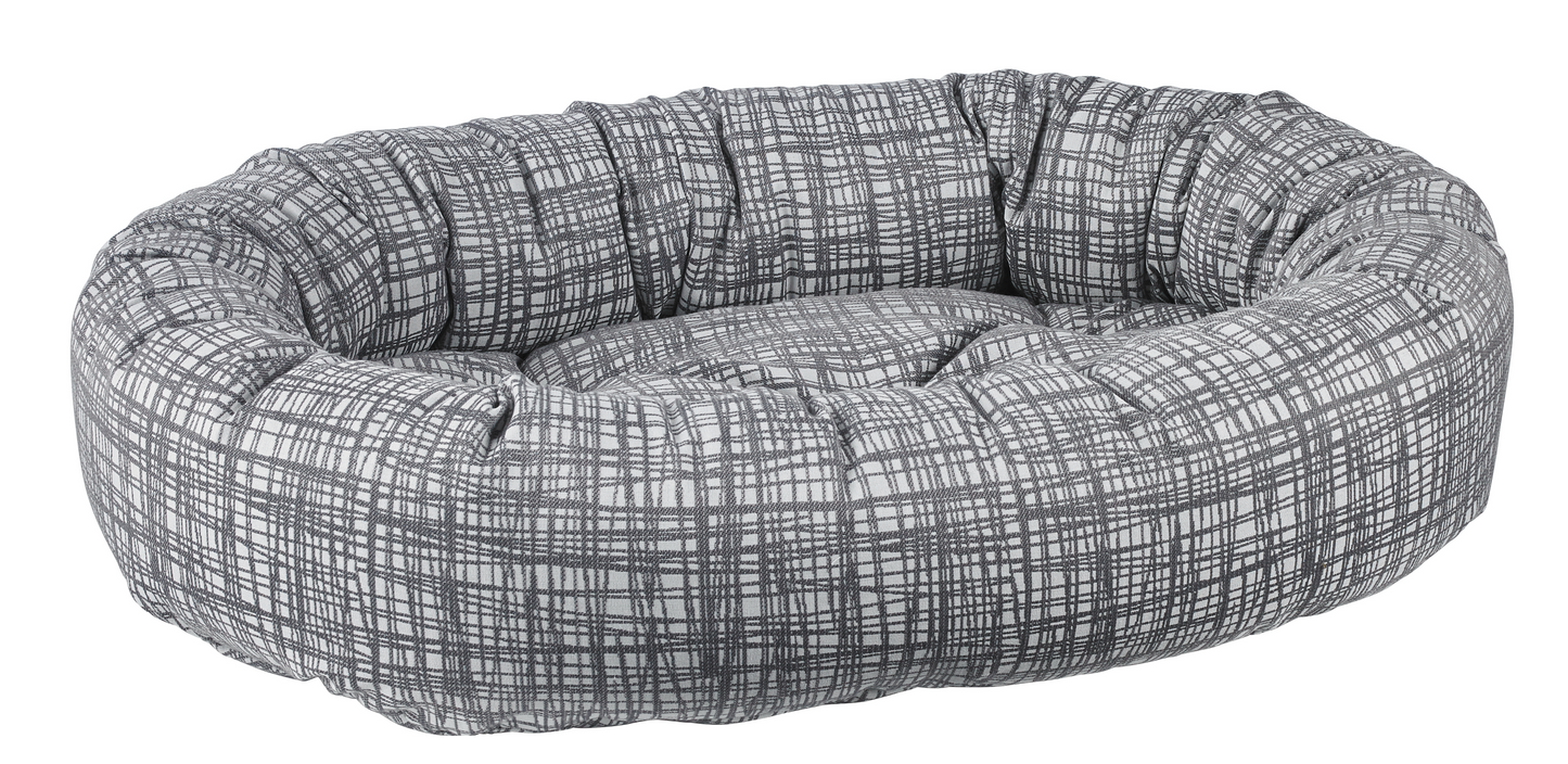 Donut Dog Bed – Tribeca Upholstery Fabric, Zippered Removable Washable Cover, High-Memory Polyester Tufted Cushion, Oval Security Ring, Durable Crate or Travel Mat
