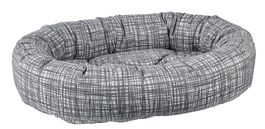 Donut Dog Bed – Tribeca Upholstery Fabric, Zippered Removable Washable Cover, High-Memory Polyester Tufted Cushion, Oval Security Ring, Durable Crate or Travel Mat