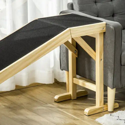 Dog Bed Ramp with Non-Slip Carpet & Top Platform | Wooden Pet Ramp for Beds, Couches & Seniors