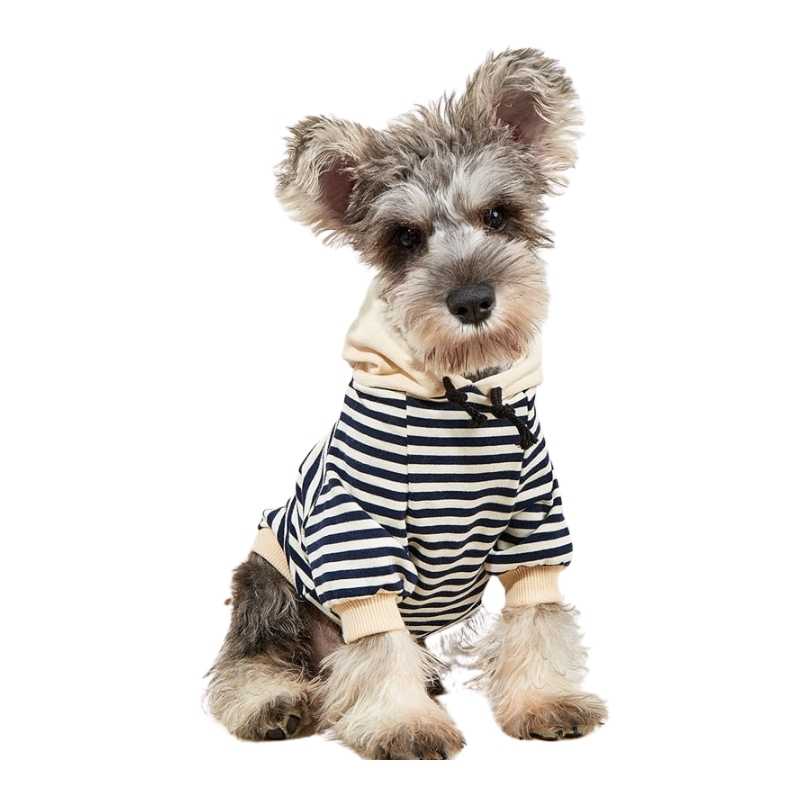 Striped Sailor Dog Hoodie – Classic Navy & Cream Cotton Hoodie for Small Dogs (XS–XL)