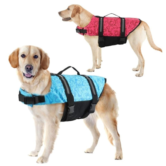 Paws & Bones Dog Life Jacket – Reflective Safety Swim Vest for Dogs (XXS–2XL, Pink or Blue, Adjustable & Quick-Dry)