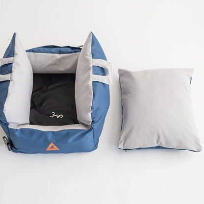 Nooee Pet Car Seat Charlie – Plush Small-to-Medium Dog & Cat Booster Seat with Safety Tether, Side Pocket, Removable Washable Cushion, Supports Pets Up to 18 lbs, 15” x 16”