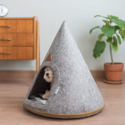 Nooee Pet Cave Bella (XS) – Gray Modern Compact Pet Bed with Machine-Washable Cushion, Portable Collapsible Design, Fits Small Puppies & Cats Up to 5 lbs, 21”H x 19”L x 19”D