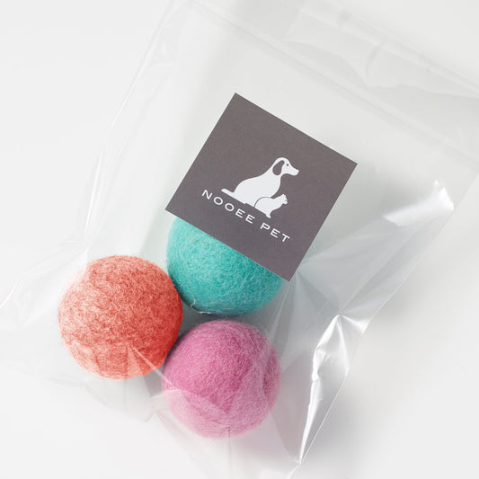 Nooee Pet Wool Toy Ball (4CM) – Set of 3 Handmade 100% Natural Wool Balls for Cats & Small Dogs, Eco-Friendly, Chemical-Free, 4cm Diameter