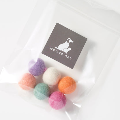 Nooee Pet Wool Toy Balls (2CM) – Set of 6 Handmade 100% Natural Wool Balls for Cats & Dogs, Eco-Friendly, Chemical-Free, Lightweight Indoor Play, 2cm Diameter