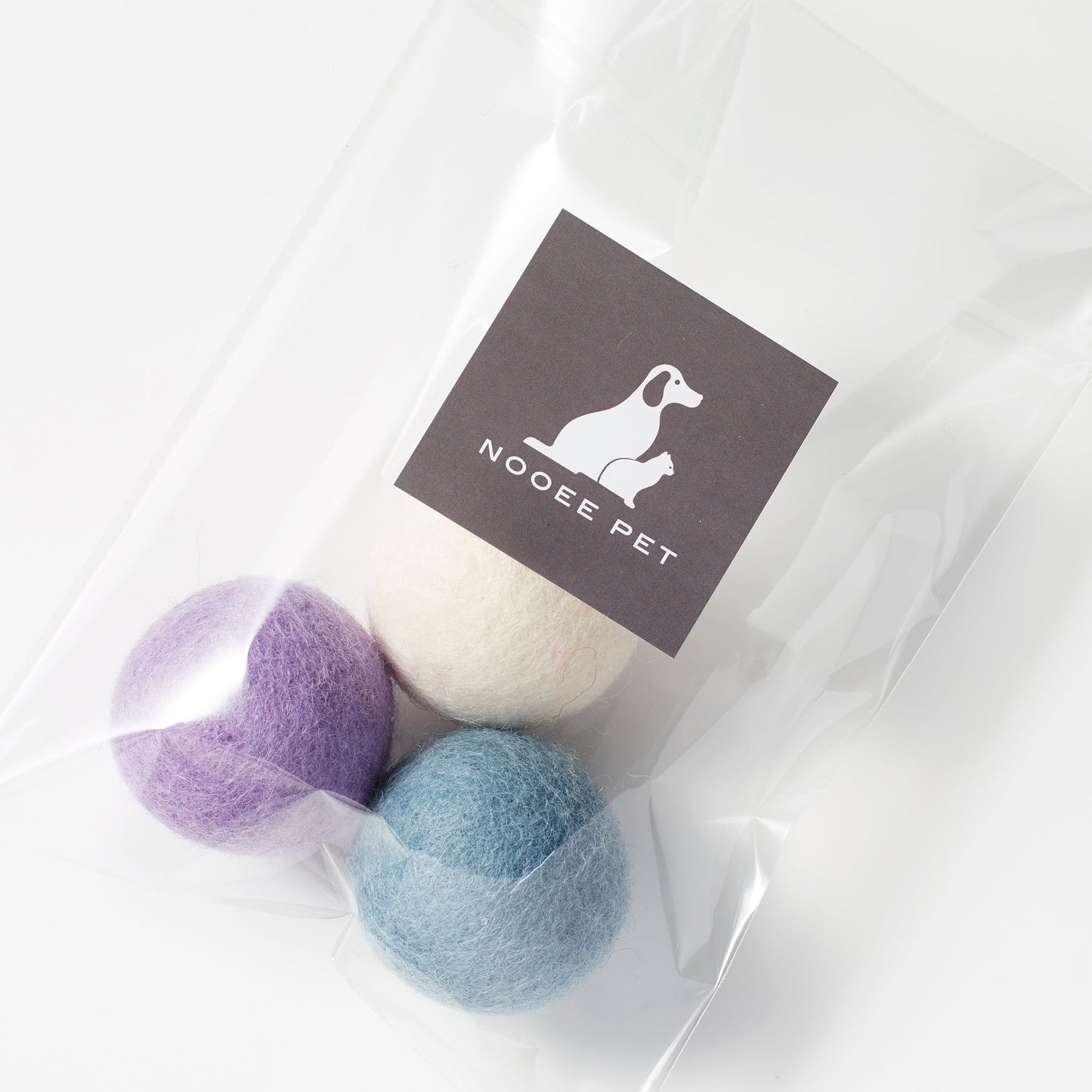 Nooee Pet Wool Toy Ball (4CM) – Set of 3 Handmade 100% Natural Wool Balls for Cats & Small Dogs, Eco-Friendly, Chemical-Free, 4cm Diameter