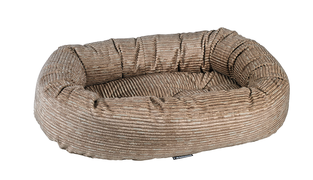 Donut Dog Bed – Wheat Upholstery Fabric, Zippered Removable Washable Cover, High-Memory Polyester Tufted Cushion, Oval Security Ring, Durable Crate or Travel Mat