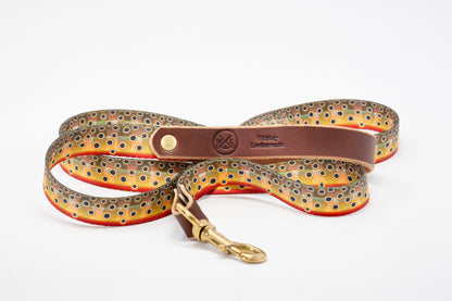 Freshwater Pattern Leather & Webbing Dog Leash