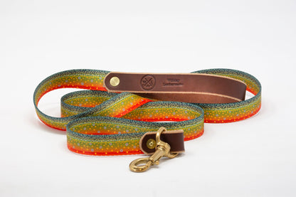 Freshwater Pattern Leather & Webbing Dog Leash