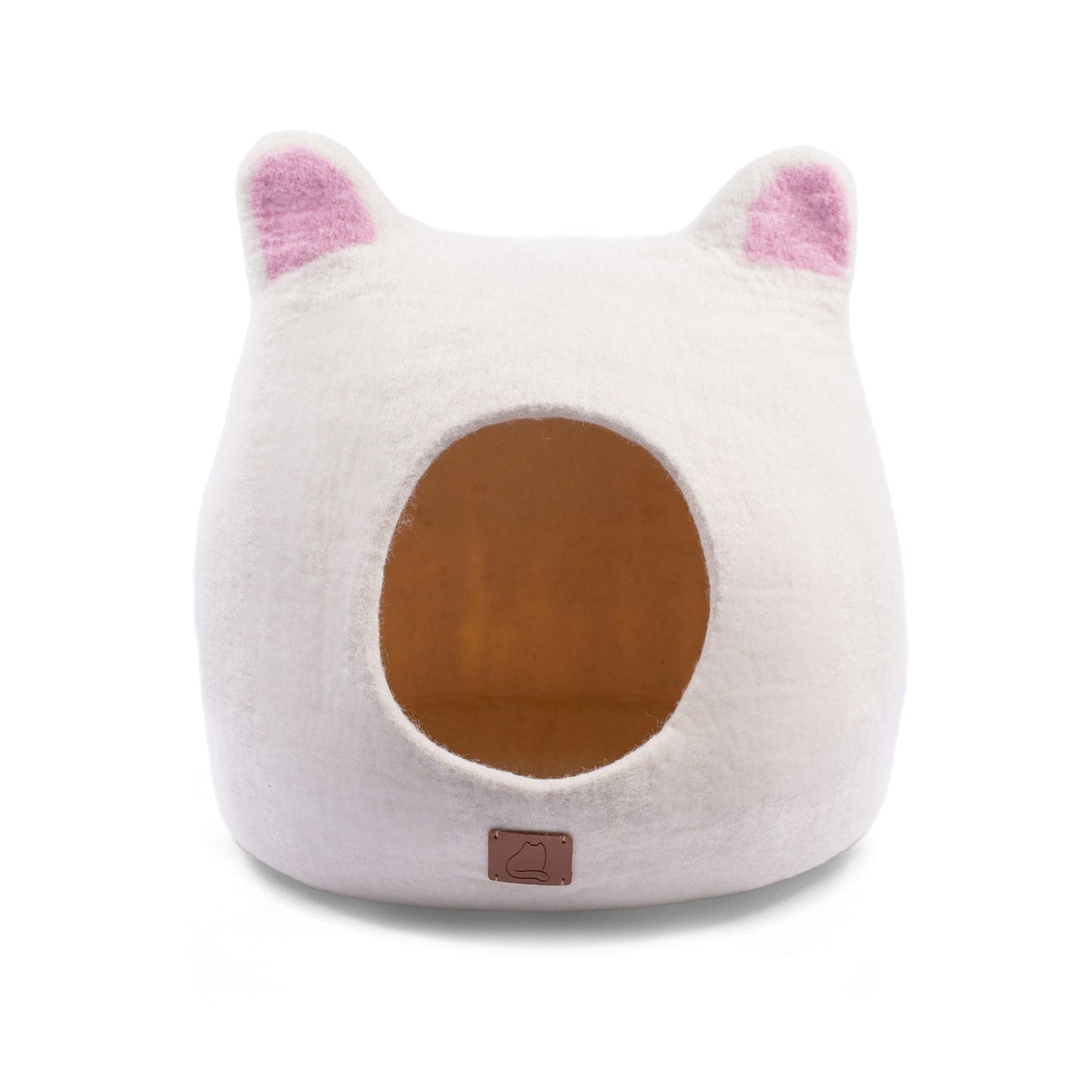 Fuzzy Cove Accent Ears Design Felted Wool Cat Cave – Ear Style Cozy Peekaboo Bed (Small & Large)