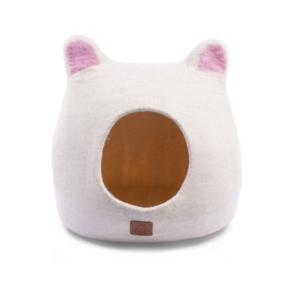 Fuzzy Cove Accent Ears Design Felted Wool Cat Cave – Ear Style Cozy Peekaboo Bed (Small & Large)