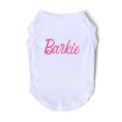 Barbie Parody “Barkie” Logo Dog T-Shirt – Cute Pink Designer Tee for Small & Medium Dogs (XS–3XL)