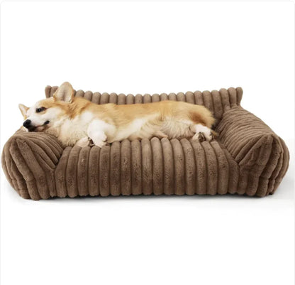 Bedsure Cute Cat Couch | Plush Faux Rabbit Fur Pet Sofa with Bolster Support & Non-Slip Base