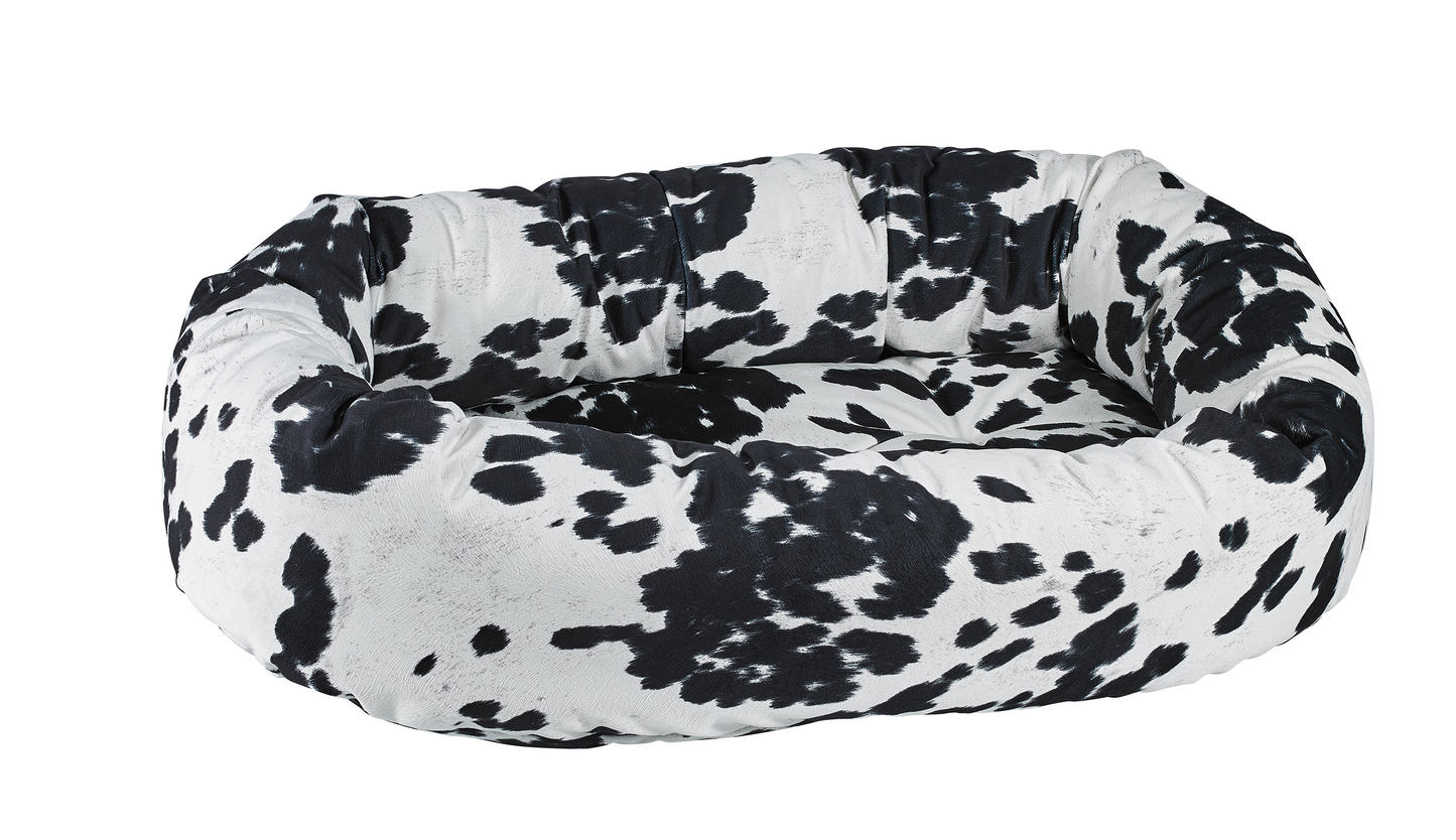 Donut Dog Bed – Wrangler Upholstery Fabric, Zippered Removable Washable Cover, High-Memory Polyester Tufted Cushion, Oval Security Ring, Durable Crate or Travel Mat