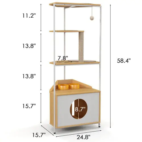Cat Apartment with Feeding Station & Climbing Platform | Multi-Level Indoor Cat Tower & Furniture