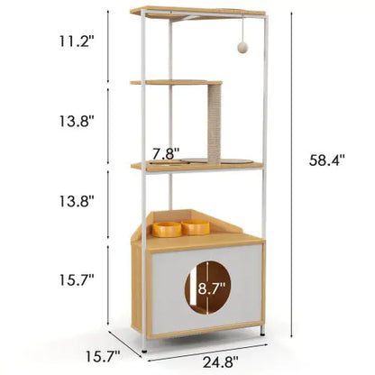 Cat Apartment with Feeding Station & Climbing Platform | Multi-Level Indoor Cat Tower & Furniture