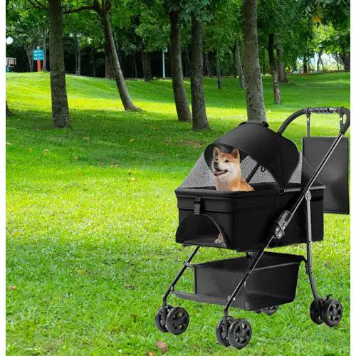 All-In-One Pet Travel Stroller & Carrier – Black