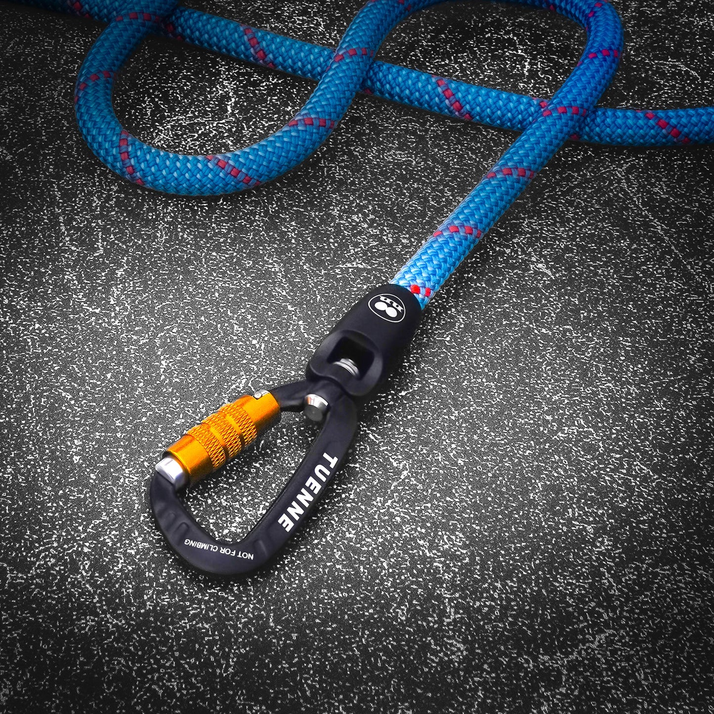 Rope Dog Leash with Auto-Locking Carabiner – 9.8mm Mammut Dry-Treated | Ice Storm Blue | Tuenne