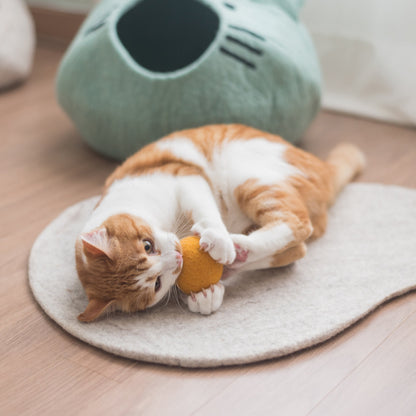 Nooee Pet Wool Toy Ball (4CM) – Set of 3 Handmade 100% Natural Wool Balls for Cats & Small Dogs, Eco-Friendly, Chemical-Free, 4cm Diameter