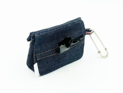 Bailey Waste Bag Dispenser with Card Holder – Compact Denim Dog Poop Bag Holder & Essentials Pouch