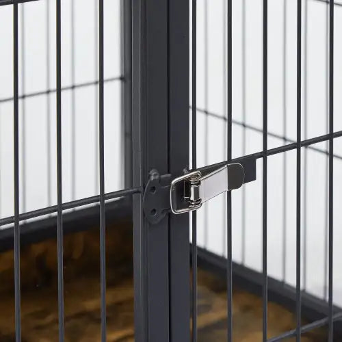 Rolling Rustic Brown Dog Crate Table – Furniture-Style Kennel with Double Doors & Wheels