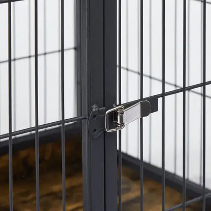 Rolling Rustic Brown Dog Crate Table – Furniture-Style Kennel with Double Doors & Wheels