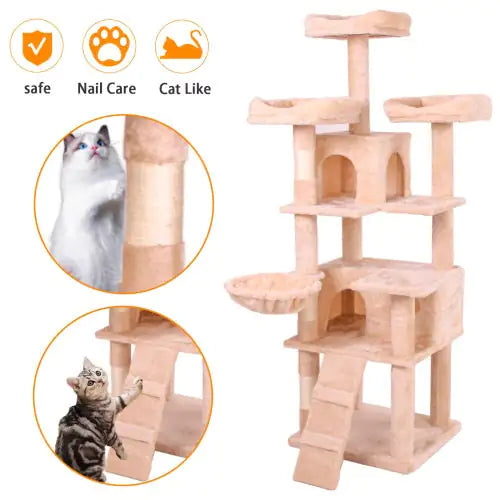 Kitty Cloud Tower | 63" Soft Plush Multi-Level Cat Climber with Stable Base & Anti-Tip Safety