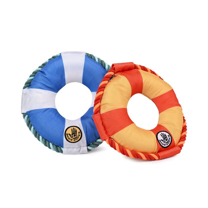 Body Glove Life Ring Dog Toy | Durable Nylon & Rope Squeaker Ring for Fetch, Tug & Chew
